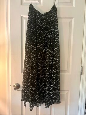 Denim & Supply Ralph Lauren Women's Sheer Polka Dot Maxi Mini Black Skirt XS